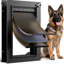 Dog Door for Door All Aluminum 3 Flaps Black, Large Dog Doggy Doggie Door, Heavy Duty Pet Door for Dogs Cats, with Insulation Flap, Telescoping Tunnel, Sliding Closing Panel, for Pets Up to 110lb