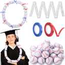 33 Pcs Baseball Lei Making Kit Senior Night Graduation Candy Lei Tubing Baseball Senior Night Gift Game Party Supplies with Mesh DIY Garland Bags
