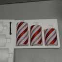 Red Stripe Flameless Pillar Candles with Timer, Real Wax Flickering Battery Operated Candles for Christmas Holiday Home Decor, Set of 3 (D3 x H4 5" 6")