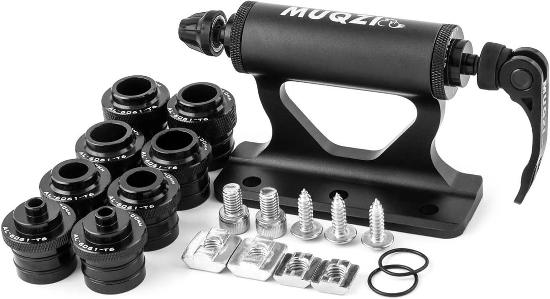 Bike Fork Mount, Upgraded Quick Release Thru Axle Bicycle Fork Rack Block with 4 Adapters for Car Trucks Vans SUV Transport and Storage, Black