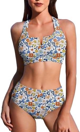 AI'MAGE Womens Bikini Set 2025 High Waisted Two Piece Swimsuit Sporty Cutout Bathing Suit,M