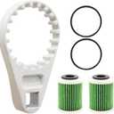 Fuel Filter Water Separator Wrench and 2 PCS Fuel Filter Elements with O-rings Compatible with Yamaha Outboard 4-Strokes VZ 150-300,VF 200-250,F150-250 HP to Current Replace#: 6P3-WS24A-01-00
