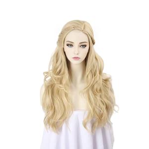 Long Blonde Costume Wig Wavy Synthetic Hair Women Roleplay Halloween Party