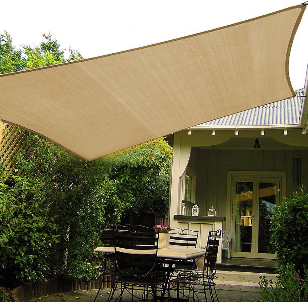 Shade&Beyond 10'x10' Sun Shade Sails Curved Canopy Square Sand 185GSM Shade Sail Permeable for Patio Deck Yard Backyard