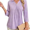 Womens 3 4 Sleeve Blouse Long Sleeve Business Casual Tunic Tops V Neck Work Tops Textured Dressy Casual Shirts Size 3X