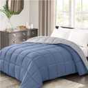 Homelike Moment Comforters Queen Size - Blue Duvet Insert Down Alternative Bed Queen Comforter, Lightweight Bedding Comforters Full Size Quilted Soft All Season Reversible Blue/Grey