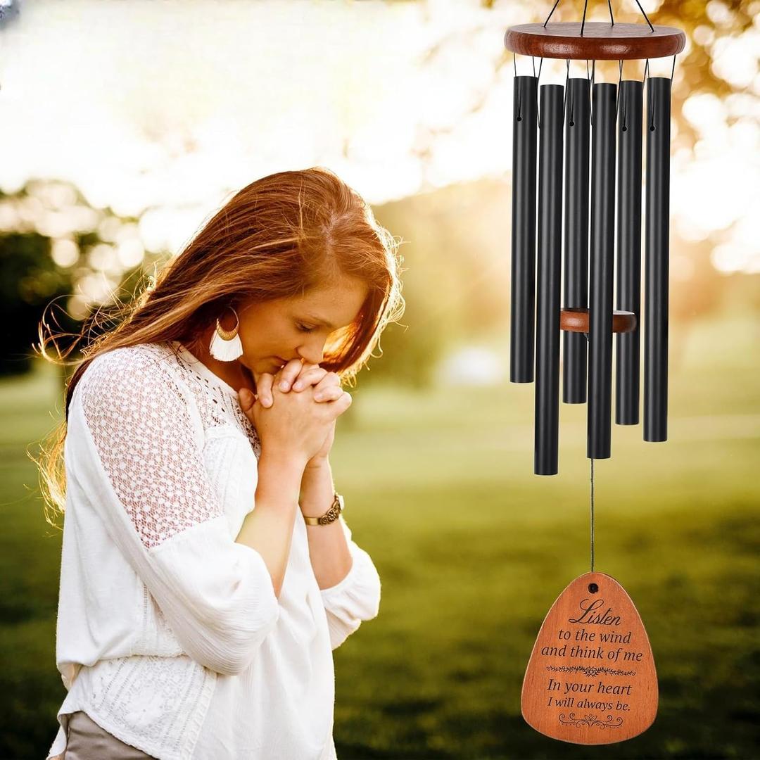 Memorial Sympathy Wind Chimes (Alternative to Flowers) for Memorial/Bereavement/Condolence, 32"-Black