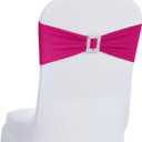 Joccun 30 PCS Spandex Chair Sashes Bows Stretch Chair Cover Band with Buckle Slider Universal Elastic Chair Ties for Wedding Banquet Party Event Decoration (Fuchsia)