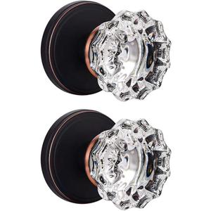 Glass Door Knobs Interior for Hall and Closet, Crystal Single Dummy Door Knob,Oil Rubbed Bronze Dummy Door Knobs (2 Pack)