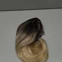 HAIRCUBE Blonde Wigs Shoulder Length Layered Wigs Long Curly Wigs for Women 18 Inch Wigs with Bangs (Ombre blonde dark rooted)