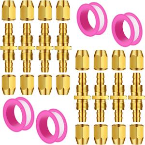 Peryiter 12 Pcs Solid Brass Air Hose Repair Fittings for NPT Replacement Reusable Hose Splicer Air Tube Connectors Repair Kit with Ptfe Tape Brass Connect Adapter (1/4npt-1/4 Inch)