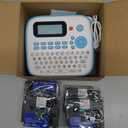 Label Maker Machine with Tapes Bundle, Blue Label Maker Waterproof-Labels, Desktop Labeler Machine with 4PK Tapes Laminated White for Home Kids School Items, Keyboard Labeler with 16 Fonts 800+ Icons