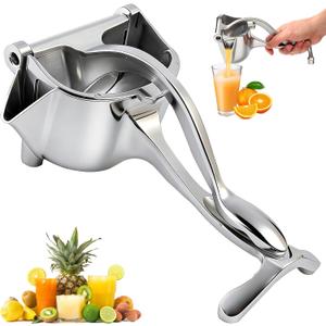 Manual Juicer, Hand Press Lemon Squeezer & Citrus Press - Upgrade Aluminum Alloy Fresh Fruit Juice Extractor, Ergonomic Grip Heavy Duty Manual Juicer, Effortless & Easy to Clean Kitchen Tool (Silver)