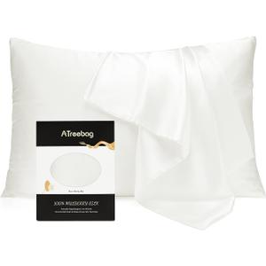 Pillowcase 100% Mulberry Silk for Hair and Skin, Double Sided 19 Momme Pure Silk Pillow Case with Hidden Zipper and Gift Box (Ivory White, 1 PC, Toddler 13"x18")