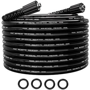 POHIR Pressure Washer Hose 25FT 4000PSI, 1/4 Inch M22 Kink Resistant Power Washing Replacement Hose, Lightweight Pressure Washer Extension Hose