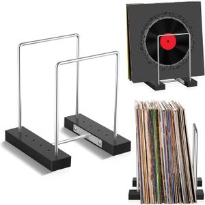 Vinyl Record Storage Stand for 35 Single LPs, Solid Walnut Album Display Holder Organizer, Long Play Music Collection Shelf,Now Playing Vinyl Album Rack,Fits 7" – 12" Albums