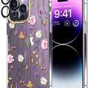 luolnh Compatible with iPhone 14 Pro Case with Flowers,for Girly Women,Shockproof Clear Floral Pattern Hard Back Cover for iPhone 14 Pro 6.1 inch 2022 (Florets)