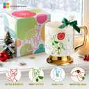 Christmas Mugs Whimsical Animal Ceramic fun Coffee Mug  14oz Childlike Hand-Drawn Cat, Dog & Bear Design  Cute gothic Coffee Cup Gift for Women, Girls, Kids (white)