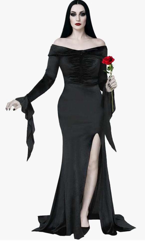 Christmas Gifts Women's Gothic Black Velvet Gown - Elegant Off-Shoulder Dress with Slit for Halloween & Cosplay Size S