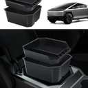 EVOOOR Double Layer Center Console Organizer for Tesla Cybertruck, Reserved USB Port ABS Tray Armrest Storage Box for Cybertruck Accessories(Set of 2)