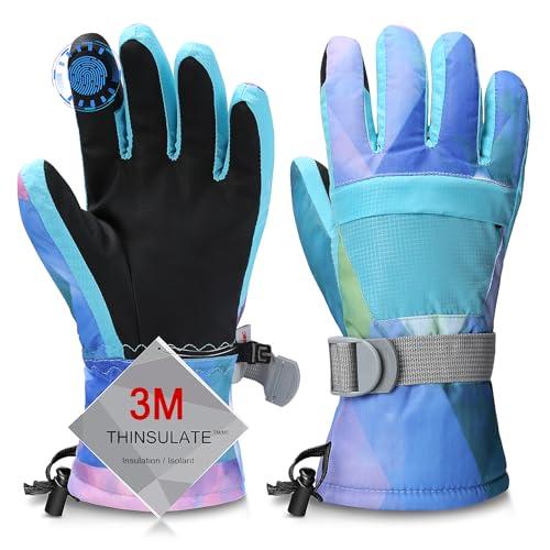 Odtmger Ski Gloves, Warmest Waterproof and Breathable Snow Gloves for Cold Weather, Fits Both Men & Women,for Parent Child Kids Outdoor Medium