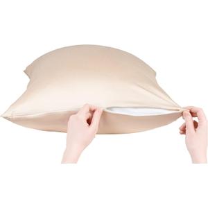 Anti Acne Pillowcase - King Size 20"x36" with Zipper, Premium 75% Viscose Derived from Bamboo, 25% Modal Blend, Beige, 1 Piece - Cooling Silky Satin Pillow Case - Oeko-TEX Certified