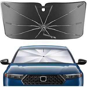 Portable Honda Pilot 2016-2025 2026 Windshield Sunshade Umbrella with Carry Bag, 2 in1 Ice Crystal Durable Compact Shade Umbrella UPF50+ UV Front Window Heat Insulation Protection Outdoor Camping