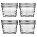 Ball Wide Mouth Quilted Crystal Jelly Jars with Lids and Bands, Used for Canning, Pickling, Juice, Jam, Jelly, Quarter Pint Size (4 Ounce (Pack of 4))