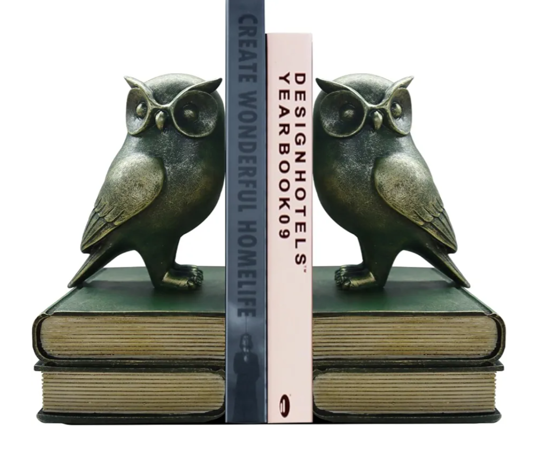 Dosker Book Ends for Shelves,Owl Decorative Bookends,Cute Animal Book Holders for Kids Rooms,Offices and Bedrooms(Retro Bronze)