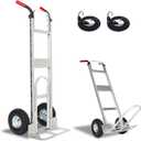 Aluminum Hand Truck Dolly Cart with 10" Pneumatic Tire,Hand Trucks Heavy Duty 600 LBS Capacity,Platform Hand Cart for Transport & Moving in Warehouse, Home, Supermarket(red)