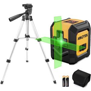 Laser Level with Tripod, Self-Leveling Green Beam Horizontal and Vertical Cross-Line Laser for Home Decoration Carrying Pouch, Battery Included