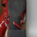 Coutgo Womens Mary Jane Chunky Low Heels Closed Square Toe Ankle Strap Pumps Wedding Party Dress Shoes (7.5, Red)