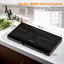 Infrared Double Burner Electric Cooktop - 1800W Portable Stove, Heat-up In Seconds, Countertop Cooktop for Dorm, Compatible with All Cookware