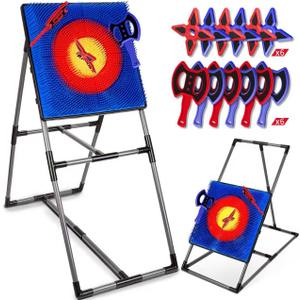 Axe Throwing Game for Backyard, Axe Throwing Target Set Games with 6 Throwing Axes & 6 Dart Bristle Target, Outdoor Indoor Yard Game for Youth Kids Activity Carnival Games for Age 6-13