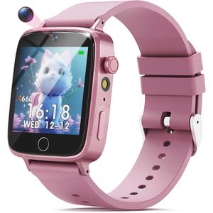 NBKLS Kids Watch for Girls 4 5 6 7 8 9 10 Years Old Gifts, Smart Watch for Kids with 26 Puzzle Games, HD Touch Screen, Flashlight, Learn Cards, Audiobook, Toddler Toys Christmas Birthday Gifts (Pink)