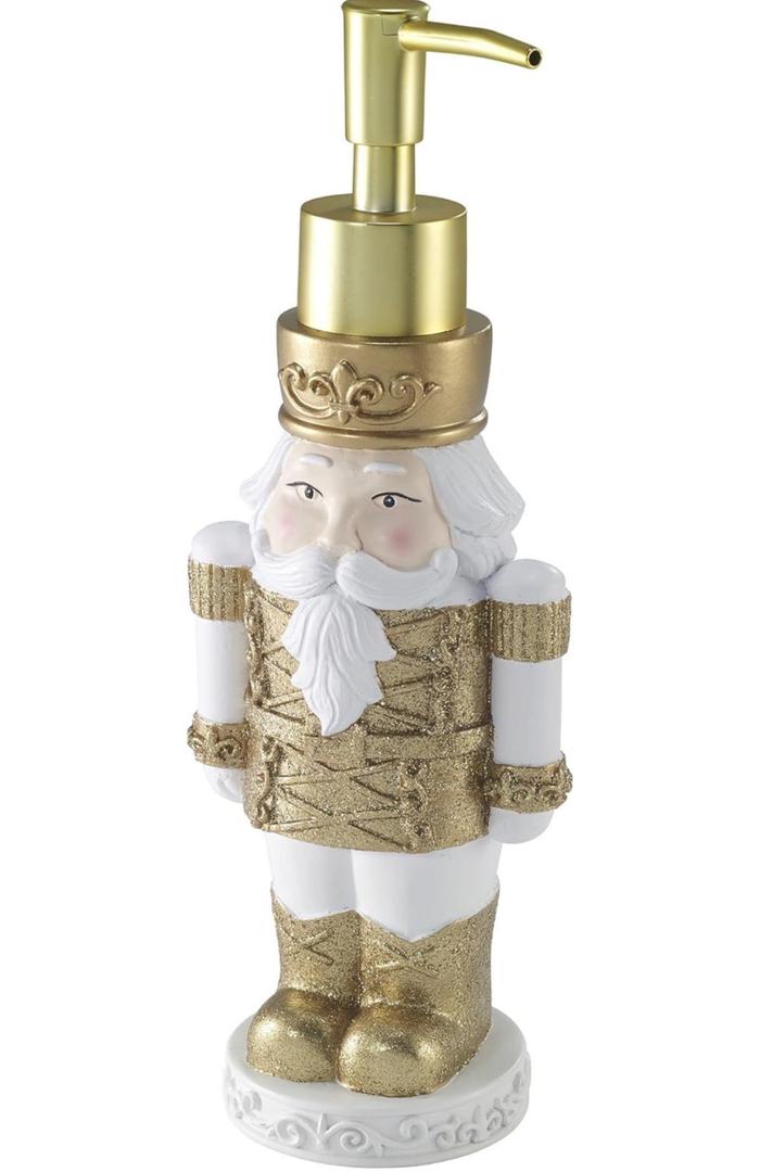 Avanti Linens - Soap Dispenser/Lotion Pump, Countertop Accessories, Christmas Inspired Bathroom Decor (Holiday Collection, Gold Nutcracker)