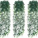 Artificial Hanging Eucalyptus PlantsFake Plant Eucalyptus Small Decor Faux Hanging Vine Plants Wall Greenery for New Home Decorationfor Floating Shelf Indoor Outdoor Pack of 3