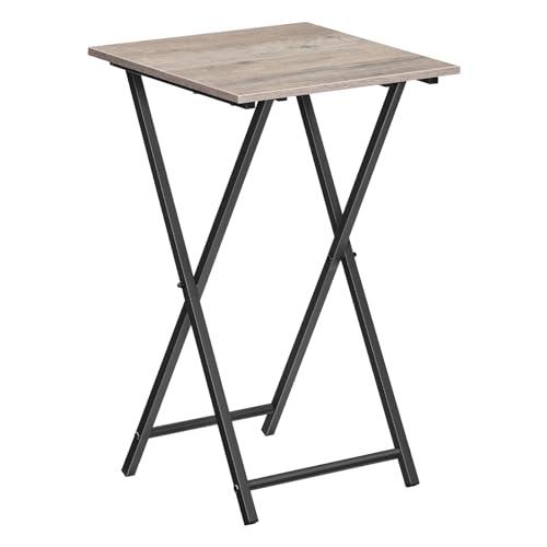 HOOBRO Folding TV Tray Table, Wooden TV Tray, Portable Sofa Side Snack Table, Industrial Desk for Small Spaces, Space-Saving, Easy to Install and Fold, Greige and Black BG27BZ01