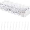 Yesesion Clear Plastic Cable Organizer Box with Adjustment Compartments, Desk Accessories Storage Case with Lid and 10 Wire Ties for Drawer, Office, Art Supply, Electronic Management