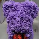 Double Couple Rose Adorable Teddy Artificial Bear - Best Gift for Valentines Day, Mothers Day, Anniversary, Birthdays - Clear Gift Box Included! 10 Inches Tall (Purple)