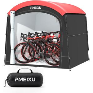 PMEIXU Oversized Outdoor Bike Storage Shed, Portable 210D Oxford PU4000 Bike Tent for 4-5 Bicycles, All-Weather Garden Storage for  Motorcycles, Riding Lawn Mowers, Patio Furniture & Gardening Tools (7.2x4.9FT)
