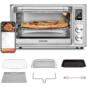 COSORI Air Fryer Toaster Oven Combo 13-in-1, 32Qt APP & Voice Control Convection Oven Countertop, Bake, Broil, Roast, Dehydrate, Sous Vide, 134 Recipes & 4 Accessories, Silver, Stainless Steel (32 Qt)