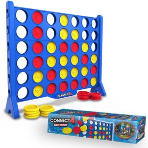 Connect 4 Giant Edition Game - 4-Foot Jumbo Classic Four-in-a-Row Family Fun - Indoor & Outdoor Strategy Board Games for Adults & Kids - 42-Count Colorful Discs - Quick Assembly & Slide Release Reset, Large