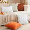 3 x Artscope Maple Leaf Fall Pillow Covers 18 x 18 Set of 2 Decorative Autumn Harvest Holiday Throw Pillow Cases Soft Plush Faux Fur Couch Cushion Case for Farmhouse Sofa Bed Room Home Decor-Rust