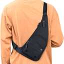 Peicees Waterproof Sling Bag Crossbody Bag For Men Slim Chest Backpack Man Purse Small Shoulder Bag For Travel Hiking (Black)