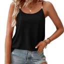 WIHOLL Womens Tank Tops Beaded Spaghetti Strap Cami Flowy Scoop Neck Sleeveless Summer Beach Vacation Spring Clothes (Small, Black)