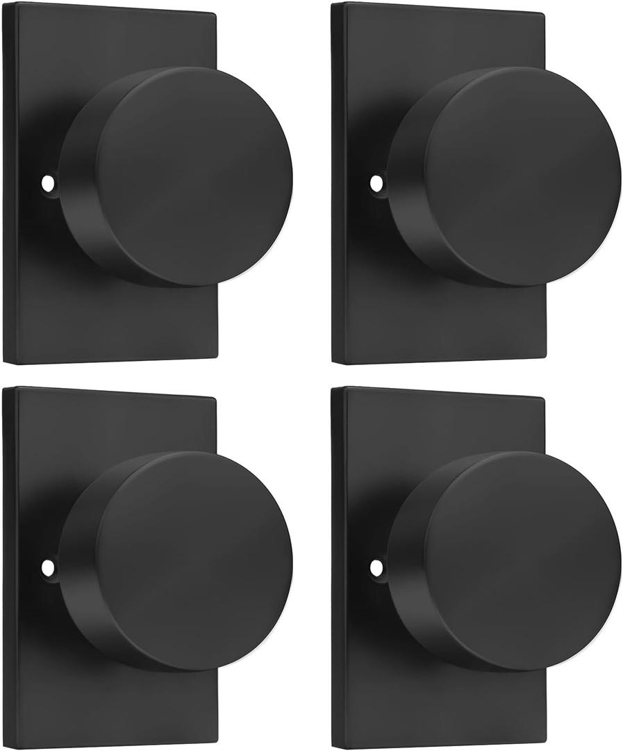 Goldenwarm Black Dummy Door Knob, Zinc-Alloy Matte Black Heavy Duty Single-Sided Door Locks (2 Pack)
