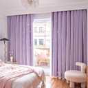 Loyala Stars Curtains Double Layer Curtains Blackout Curtains for Bedroom Kids Curtains Cute Curtains Kids Blackout Curtains, Curtains 84 Inches Long 2 Panels Set, Purple Curtains, 52 X 84 Inches