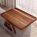 Danfoxer Acacia Wood Couch Arm Tray, Folding Sofa Armrest Tray, Couch Arm Table Clip-On Couch Desk for Drinks, Snacks, Phone, Remote Control