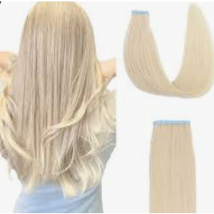 ANRY 14 Inch Platinum Blonde Tape Ins Human Hair Extensions 20 Pieces Straight Tape in Extensions Human Hair Remy Seamless 60